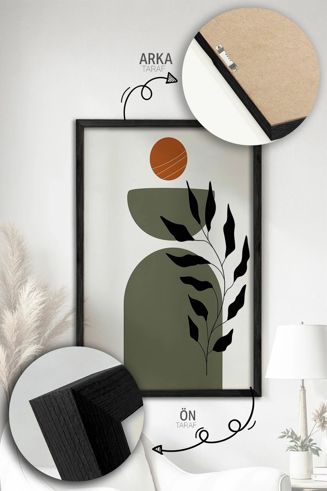 Set pikturash dekorative me kornizë, 3 copë, Wallity, Artvmodel6-Sıyah