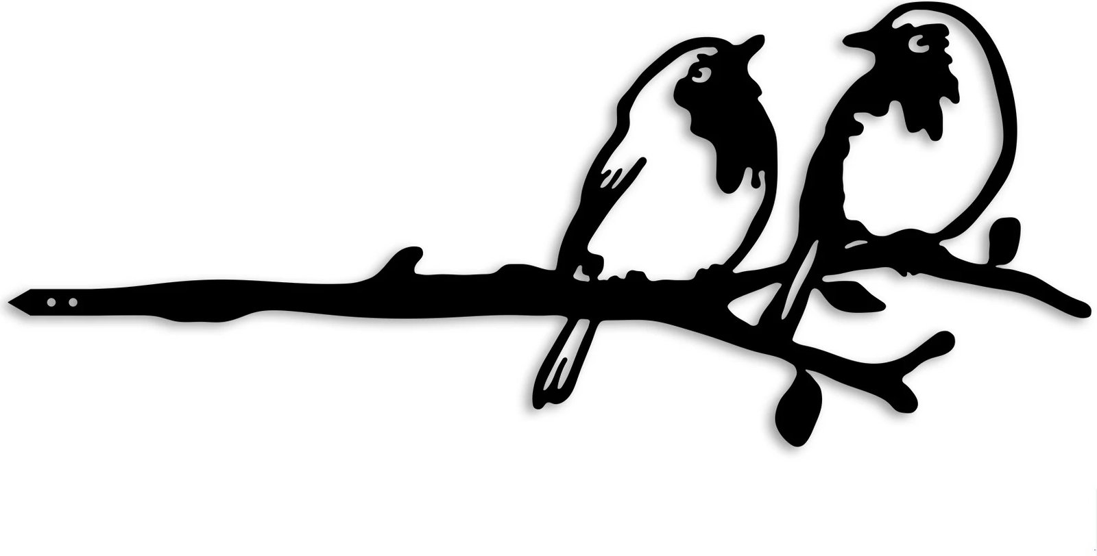 Objekt dekorativ për kopsht, zogj në degë, ngjyrë e zezë, Aberto Design, 50x20cm