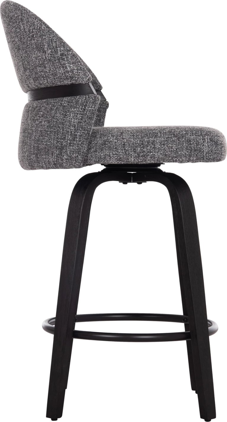 Karrige për bar rrotulluese DEKKER FH18250.03, dru i zi, material gri, 48x54x96cm, set prej 2 copë