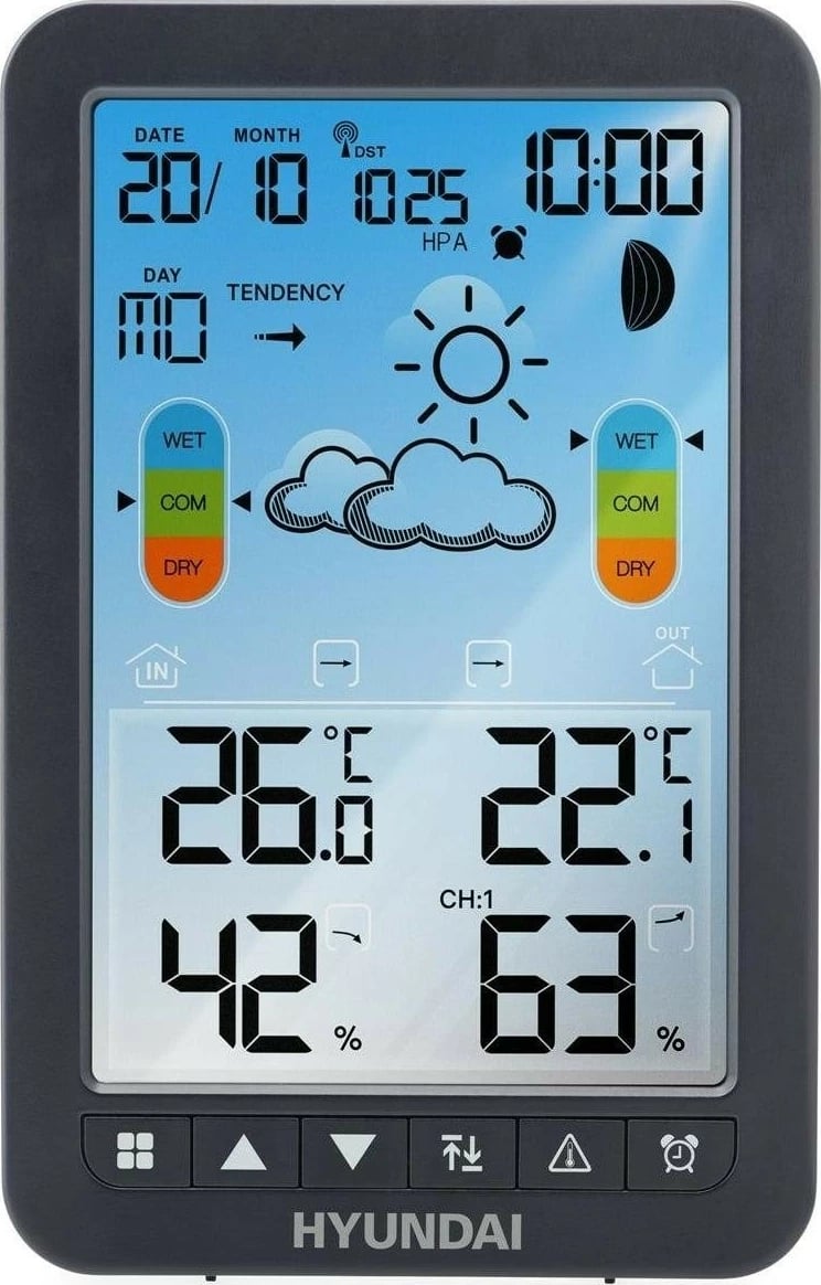 Stacion moti Hyundai HY-WS2420, ekran i ndriçuar, sensor wireless, zi