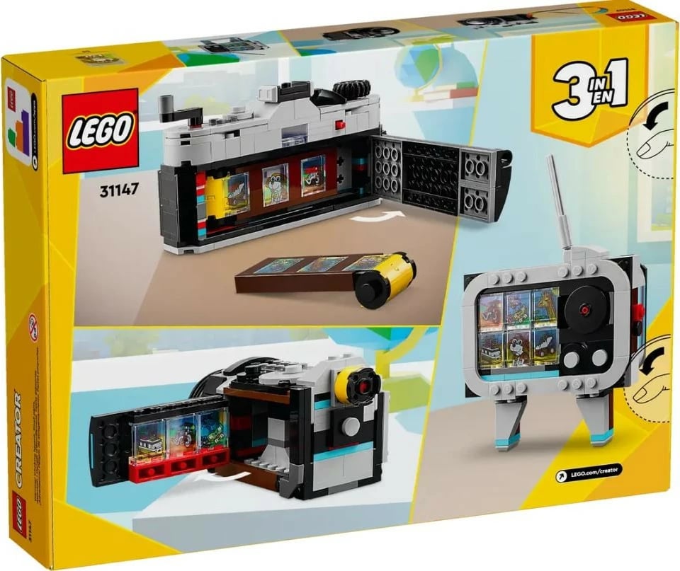 Set LEGO Creator 31147, kamerë retro 3-në-1, 261 pjesë, shumëngjyrëshe Set LEGO Creator 31147, kamerë retro 3-në-1, 261 pjesë, shumëngjyrëshe