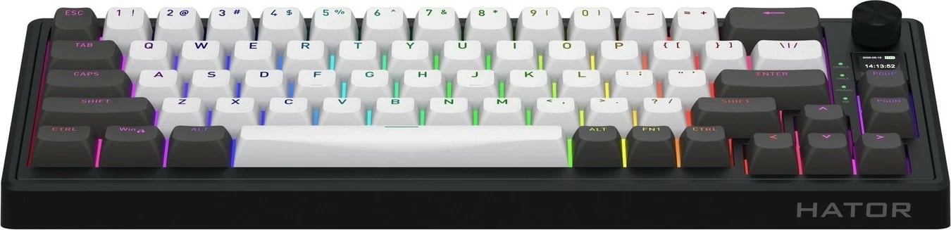 Tastierë mekanike Hator Skyfall 65 PRO, wireless, RGB, hot-swap, 65%, gri-zezë