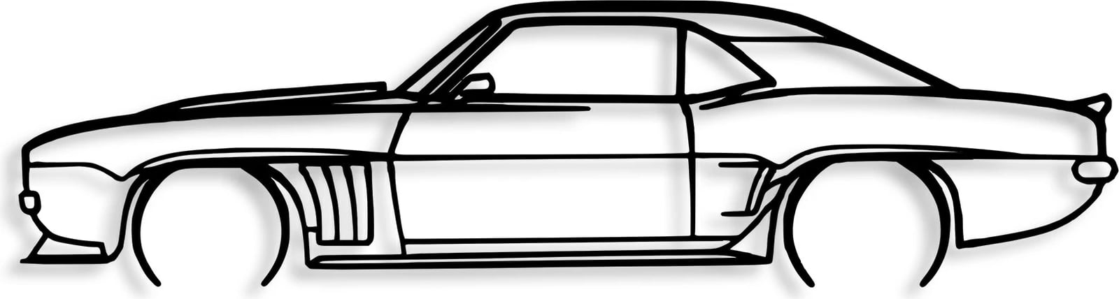 Aksesor dekorativ metalik për mur, siluetë Chevrolet Camaro, ngjyrë e zezë