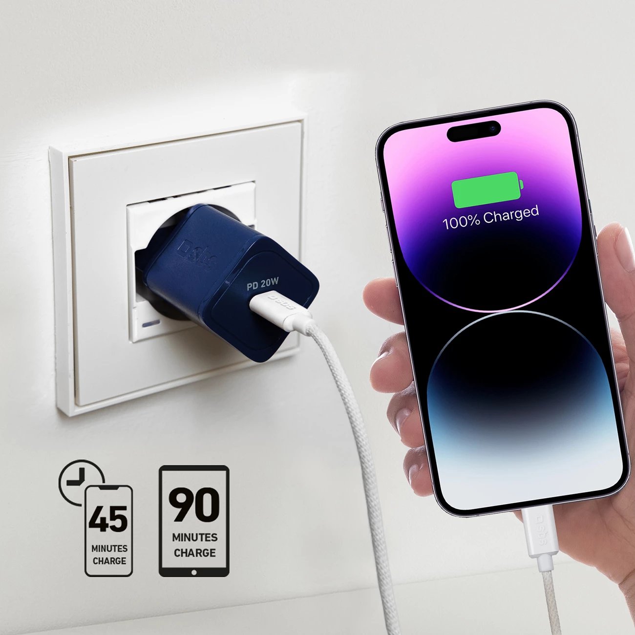 Karikues muri SBS TETRGAN1C20B, 20W, GaN, USB-C, Kaltër