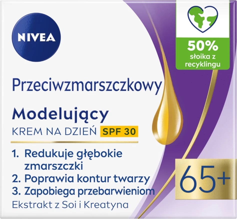 Krem ditës anti-rrudhë + lifting Nivea 65+ për femra SPF30, 50ml
