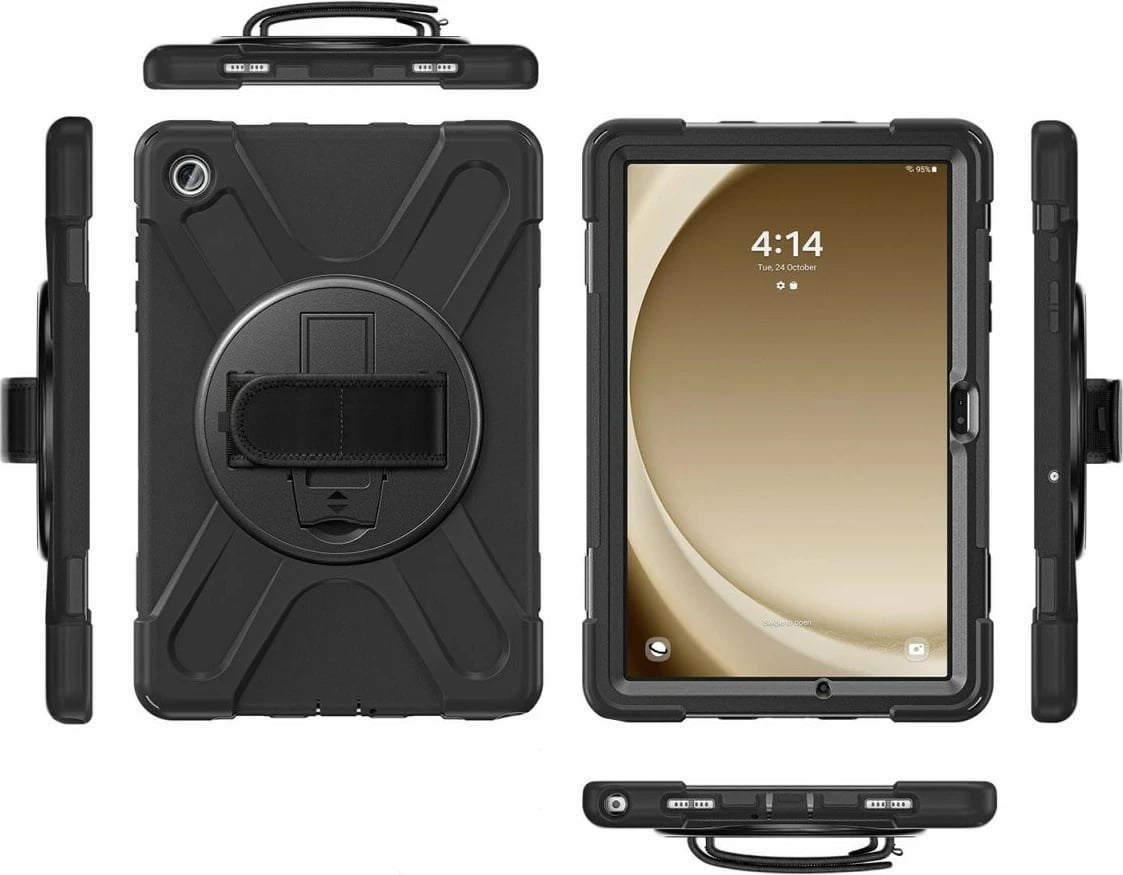 Mbështjellës 4smarts për Samsung Galaxy Tab A9+, i zi, me rrip dore dhe mbajtëse stilolapsi