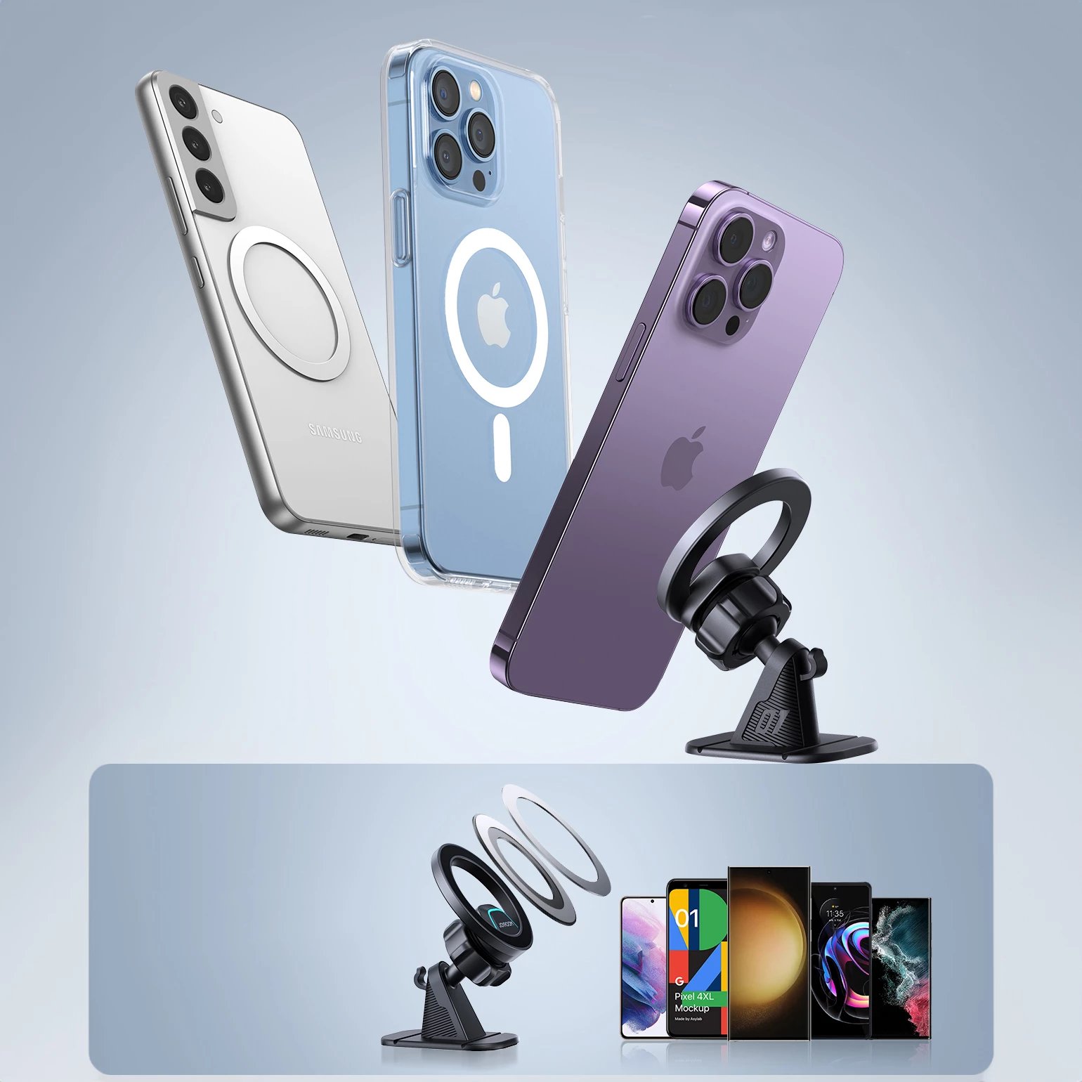 Mbajtës magnetik për makinë Joyroom JR-ZS376, për kokpit/panel, MagSafe, i zi