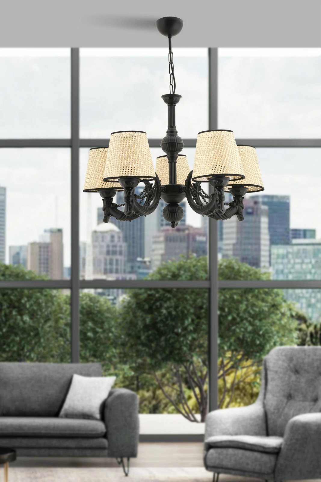 Llambadar Opviq Fiona, zinxhir koral, i zi, natyral