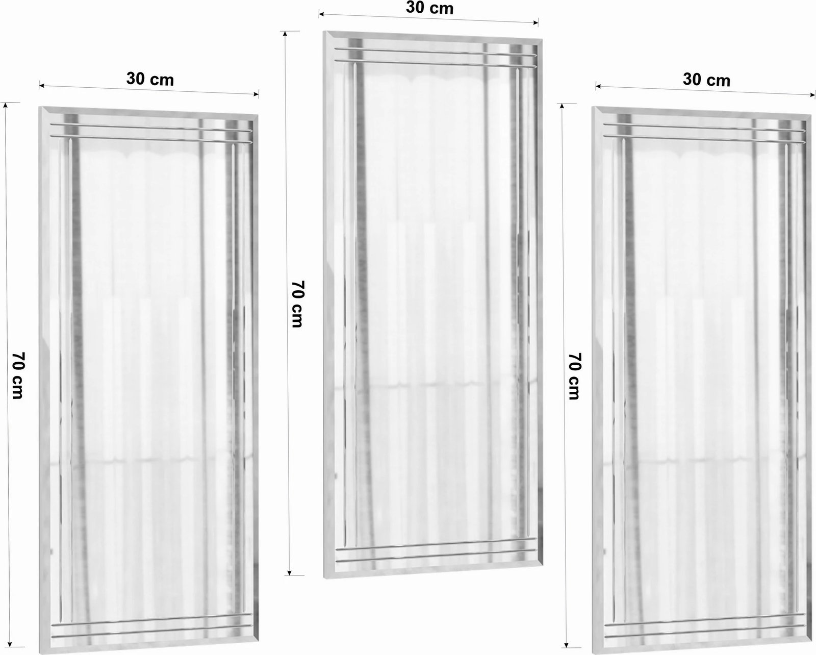 Set pasqyrash dekorative (3 copë), Hanah Home, Mini Buhem, transparente