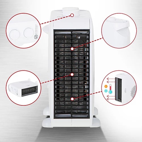 Ngrohës me ventilator, Adler, AD 7725, 2000W, 2 nivele, termostat, ajër i ftohtë/ i ngrohtë, vertikal/horizontal, i bardhë