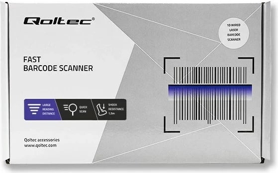 Skaner lazer Qoltec 50876, 1D, USB, i zi
