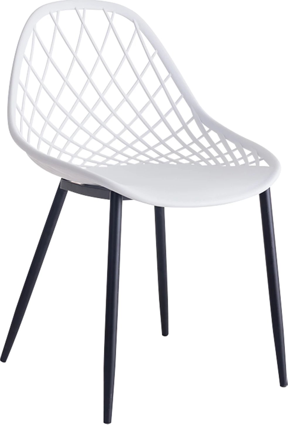 Karrige polipropileni FH9524.01, ngjyrë e bardhë, këmbë metalike të zeza, 52x53x82H cm., set prej 4 copë