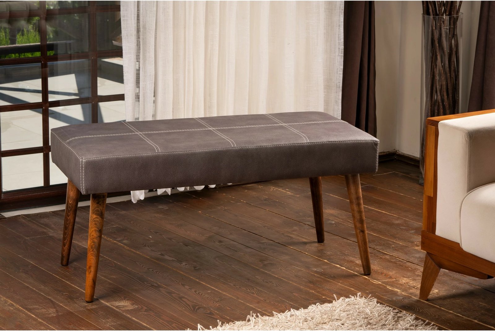 Pouf Atelier del Sofa, ngjyrë antracit, 92x44x46 cm