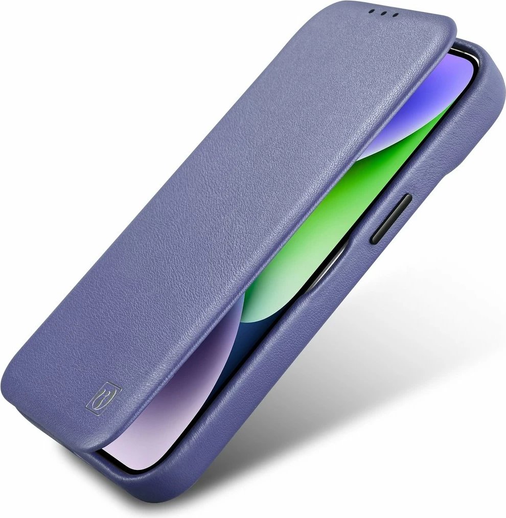 Mbështjellës iCarer CE Premium lëkure për iPhone 14 Pro Max, MagSafe, Vjollcë e lehtë
