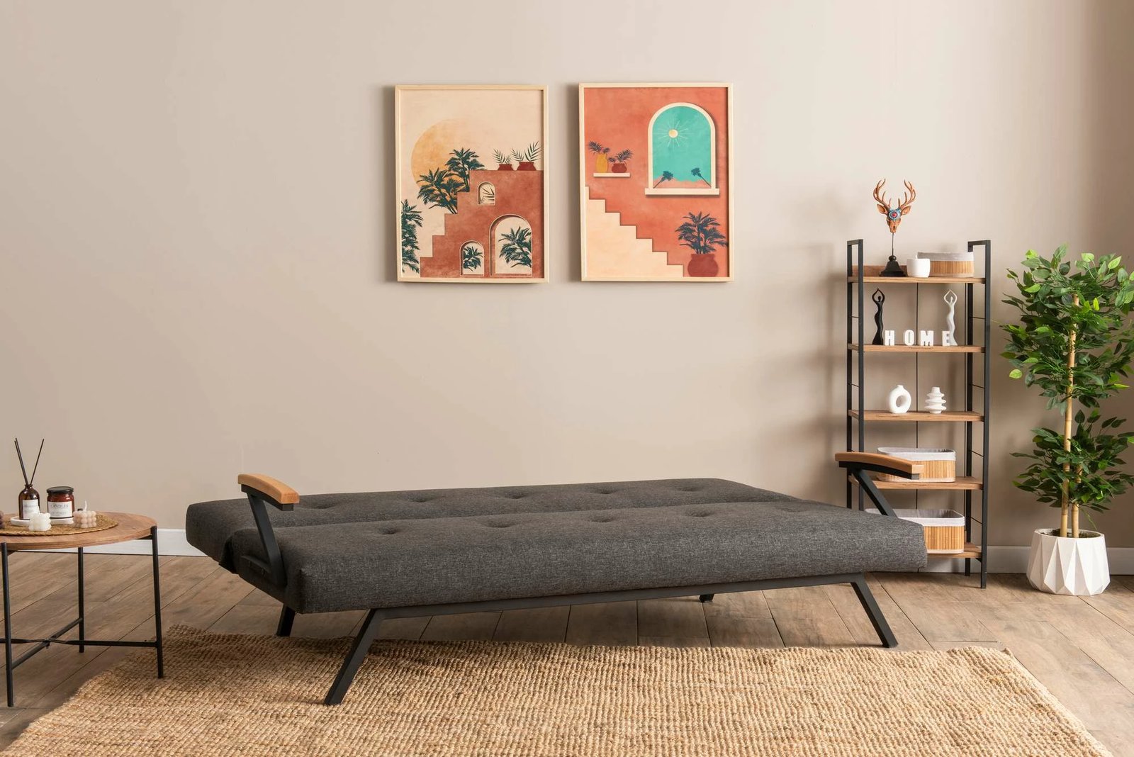 Divan-krevat 3 vende, Atelier del Sofa, Zven, ngjyrë gri e errët