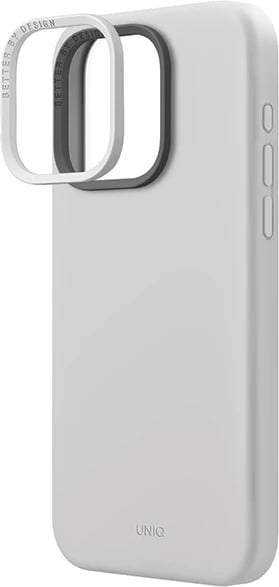 Mbështjellës UNIQ Lino Hue Magclick për iPhone 15 Pro Max, silikon, MagSafe, gri e çelët
