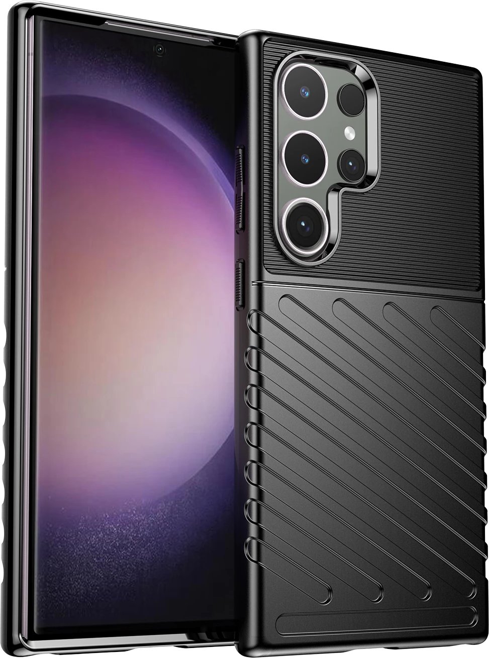 Mbështjellës i blinduar Hurtel Thunder Case për Samsung Galaxy S24 Ultra, TPU, zi
