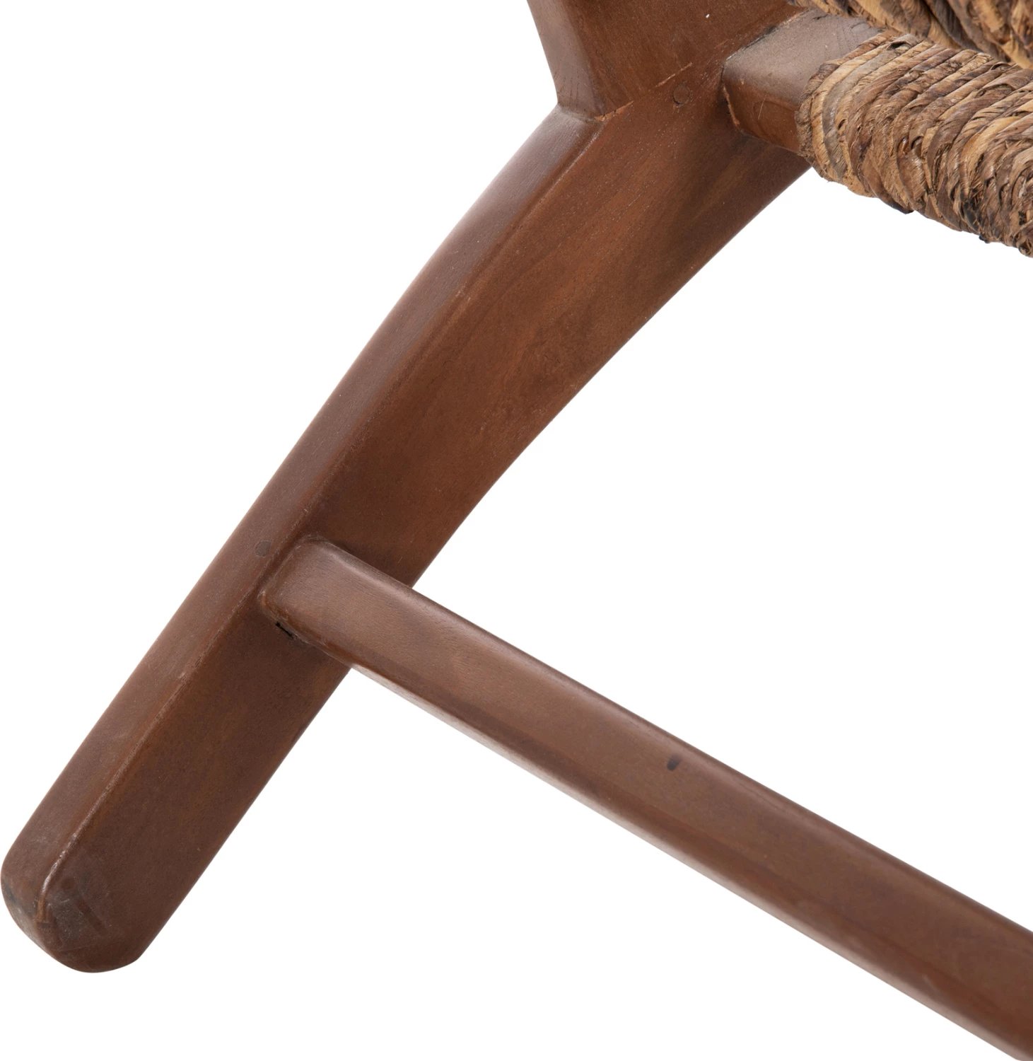 Divan për jashtë 2-vendësh, dru teak, litar banane, 120x76x68,5 cm