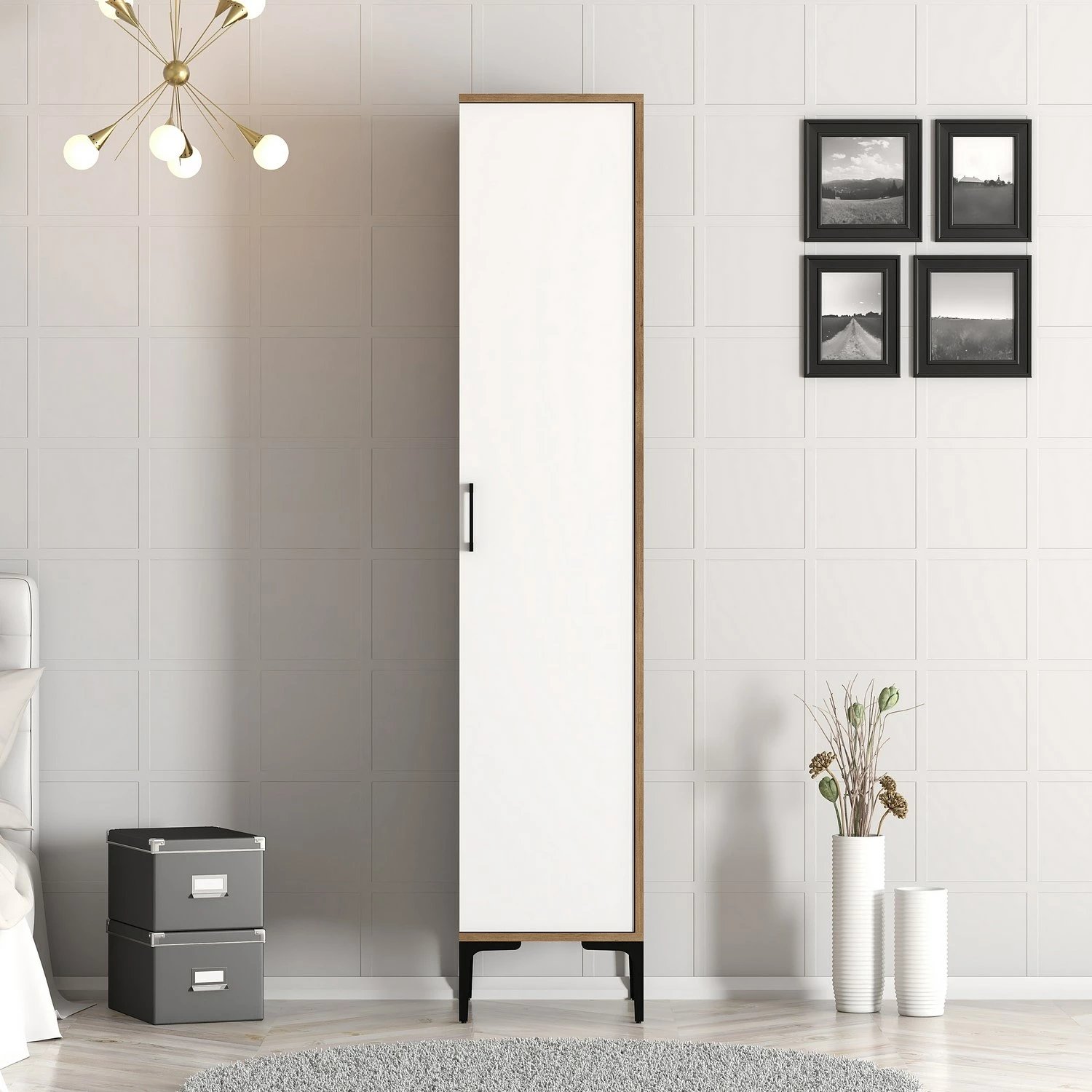 Dollap Hanah Home, Kumsal S, ngjyrë arre dhe e bardhë