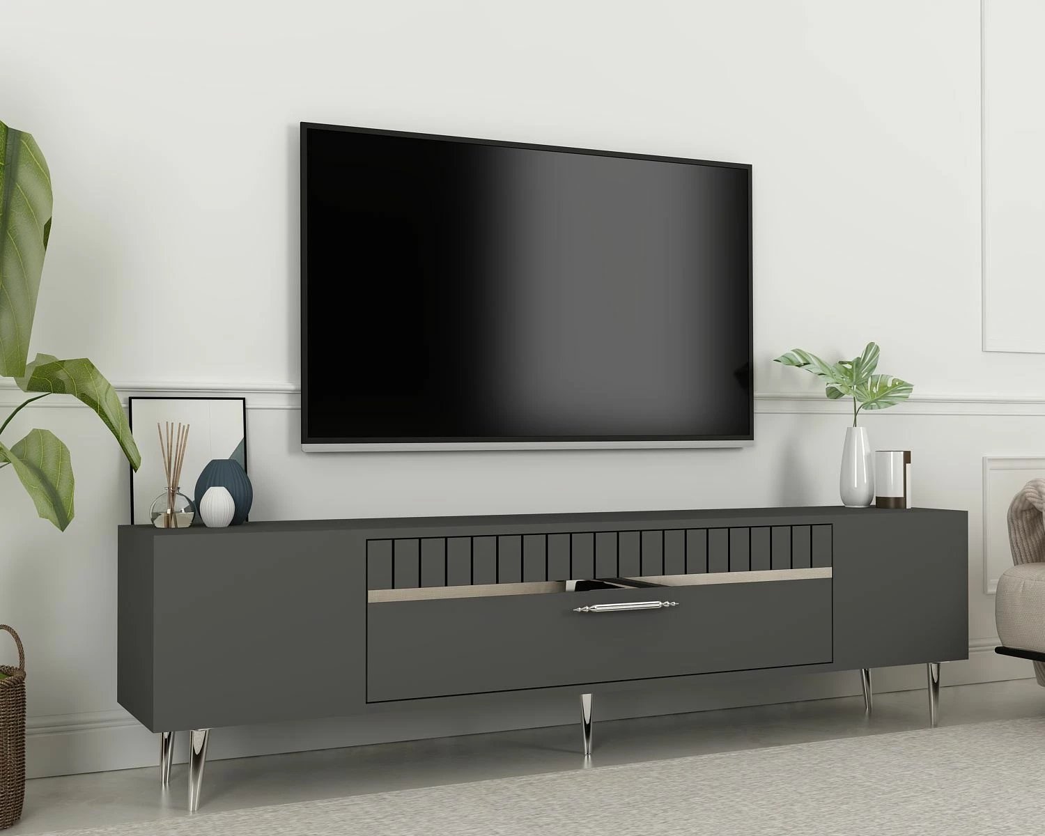 Komodë TV Skye Decor, anthracite, argjend, Dekolp1