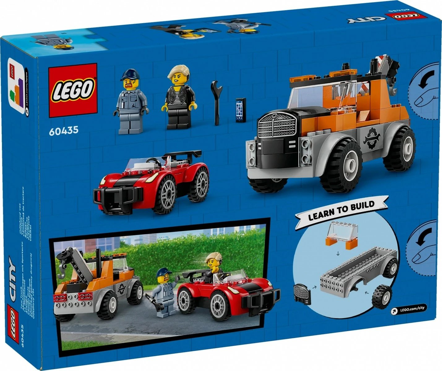 Set lodrash LEGO City 60435, Kamion tërheqës dhe veturë sportive, 101 pjesë, për fëmijë