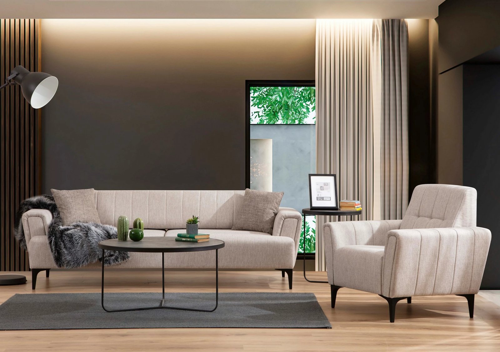 Karrige një vendëshe Hamlet, bezhë, Atelier del Sofa