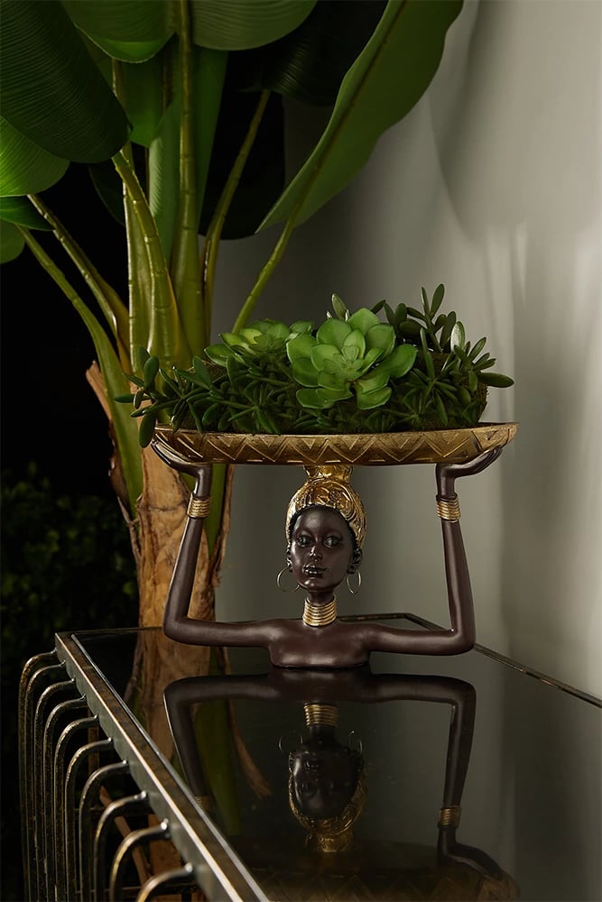 Figurë dekorative JESIRA, polirezine, ar dhe e zezë, 28x14x18 cm