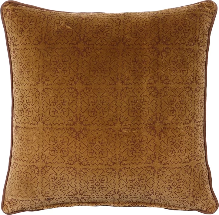 Jastëk dekorativ Sundial C, kadife pambuku, ngjyrë karamel, 50x50cm