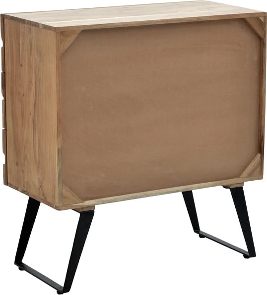 Komodë Imena, dru akacie masiv, këmbë metalike të zeza, 80x38x86.5cm