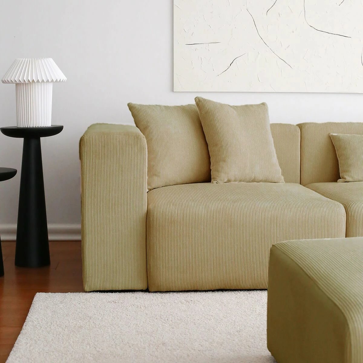 Këndare Yolo, kadife, ngjyrë kaki, me 6 jastëkë