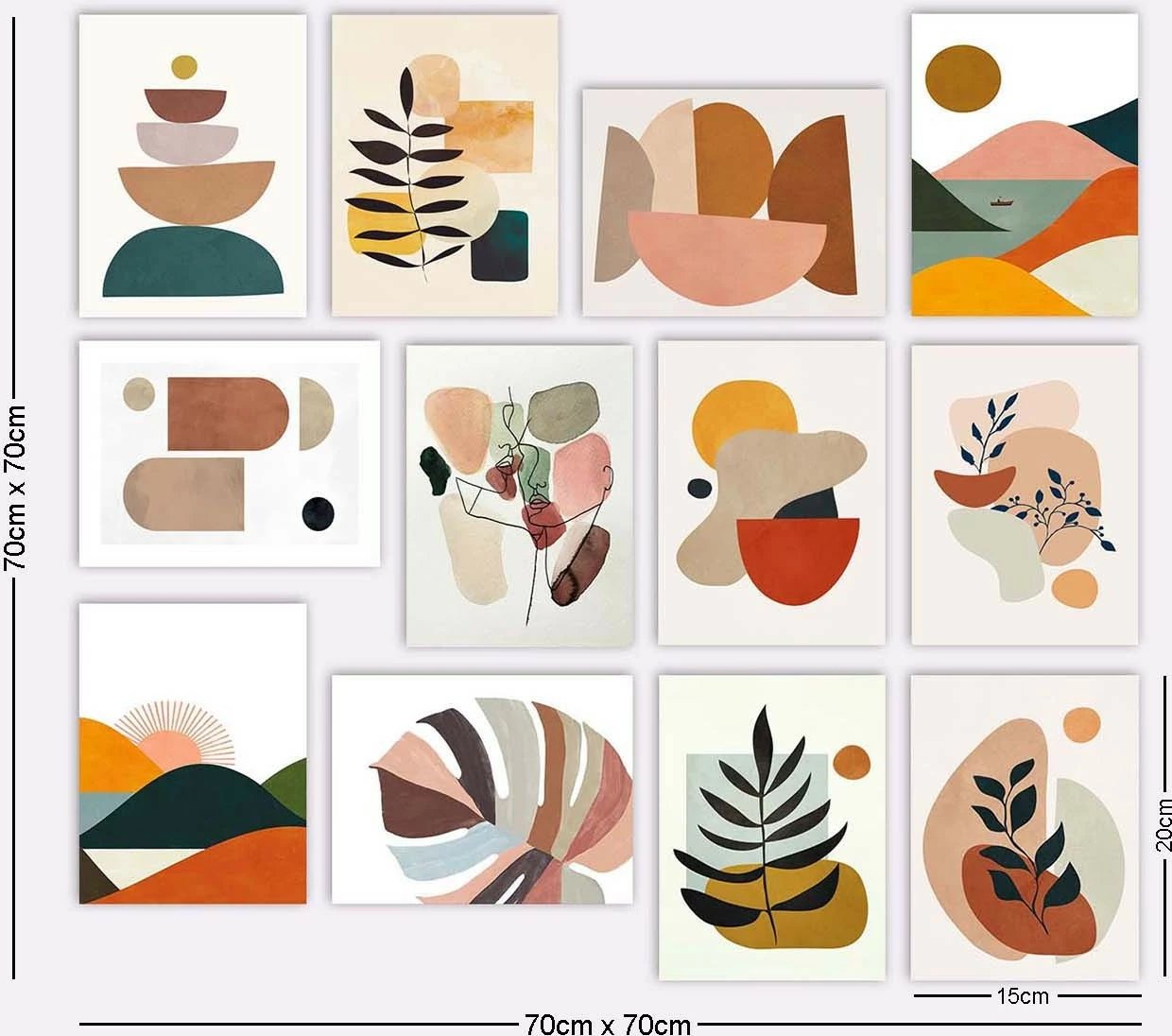 Set pikturash dekorative MDF, shumëngjyrëshe, 12 copë, Wallity, 12MDF02