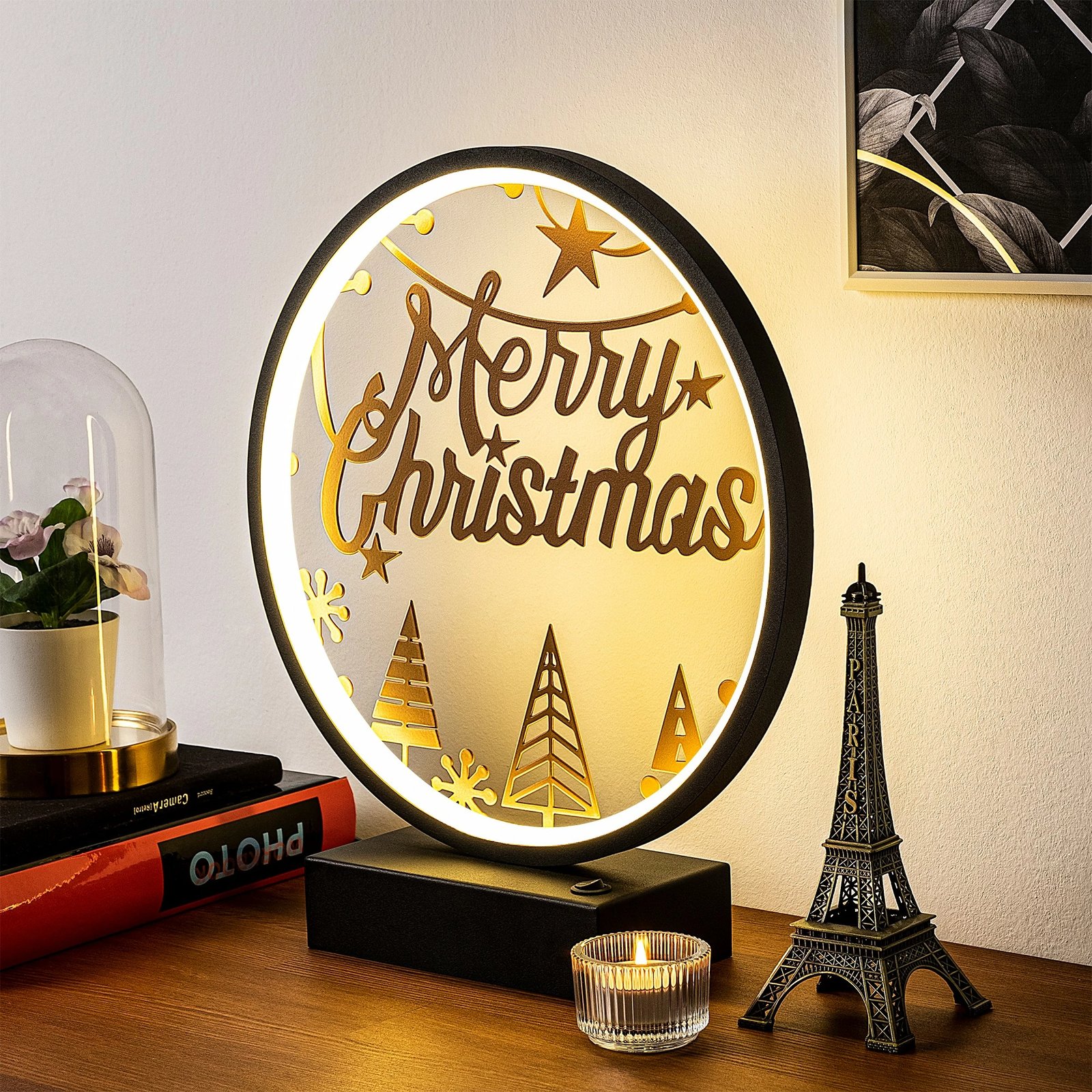 Llambë tavoline Opviq, model XMAS4, ngjyrë e zezë dhe bakri
