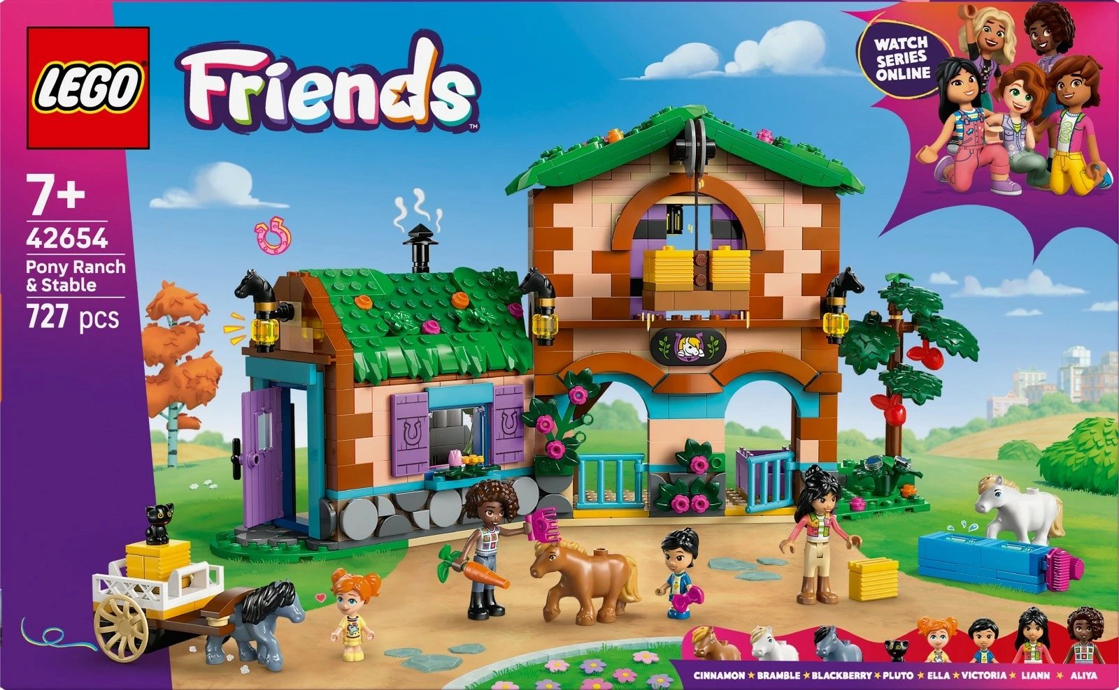 Set ndërtimi LEGO Friends 42654 Pony Ranch and Stable, 727 pjesë, për vajza, shumëngjyrësh