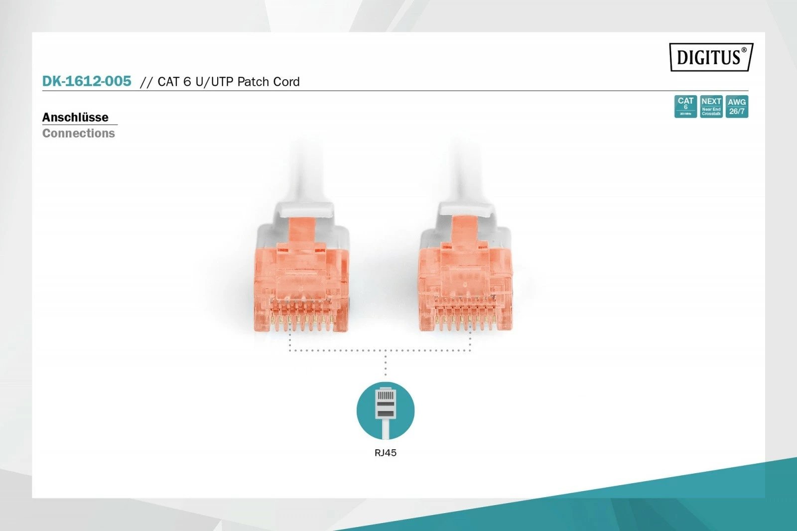 Kabllo rrjeti Digitus DK-1612-005 Cat.6, 0.5m, RJ45, Gri Kabllo rrjeti Digitus DK-1612-005 Cat.6, 0.5m, RJ45, Gri