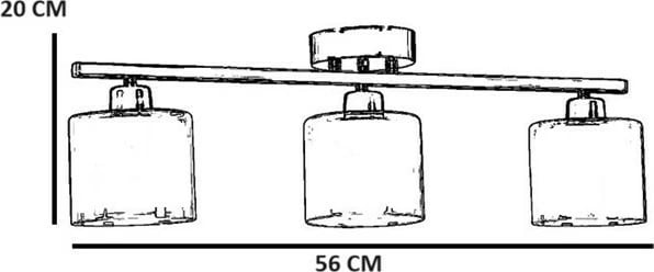 Llambë tavani Opviq, Yeni Nomi 3 llampa, ngjyrë e zezë dhe qelq amber