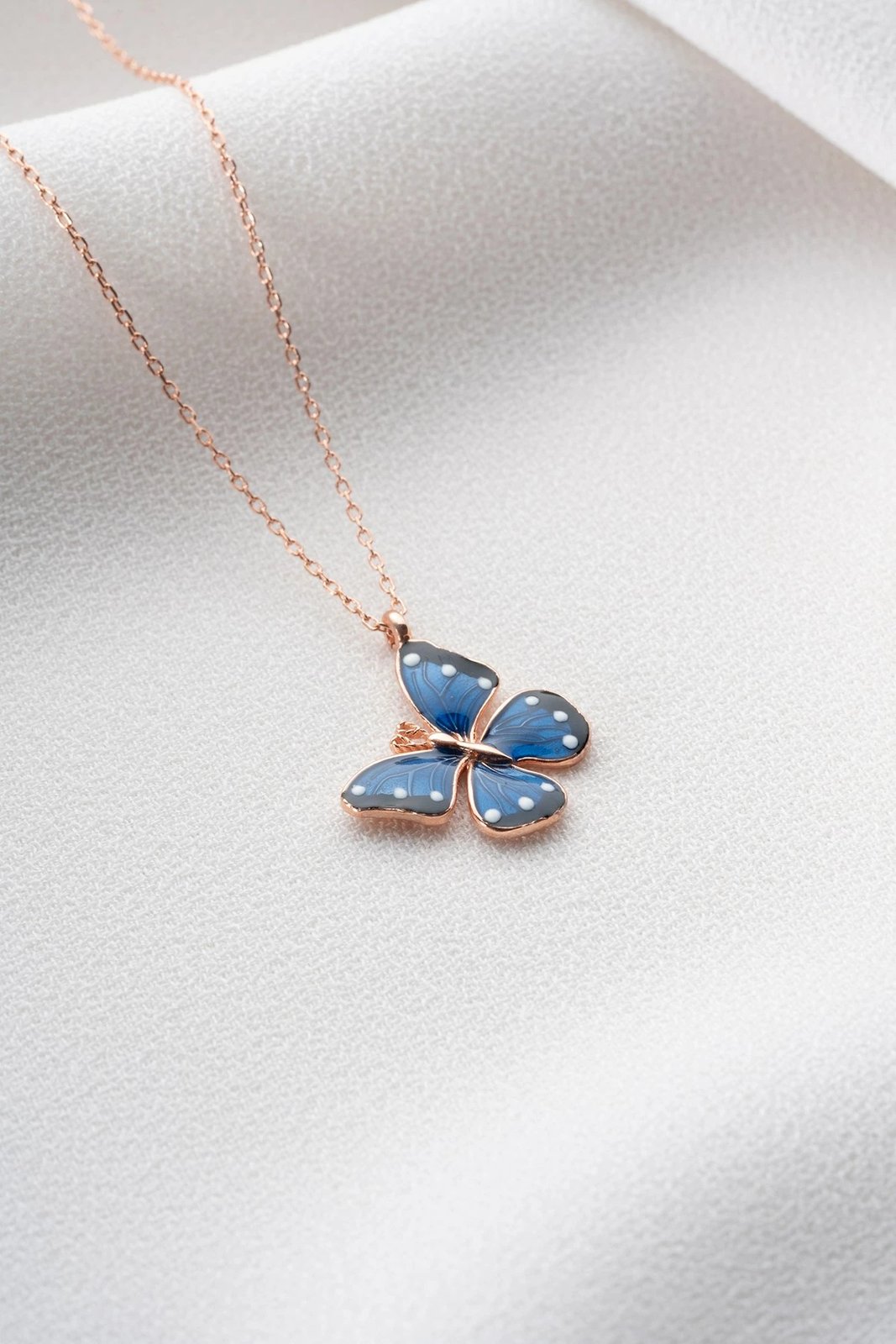 Qafore argjendi, ngjyrë rozë e artë, gur emalje blu, Jumeon, NRZ99250