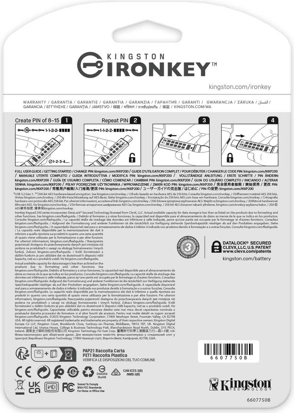 USB stick Kingston IronKey Keypad 200C 512GB, USB-C, blu