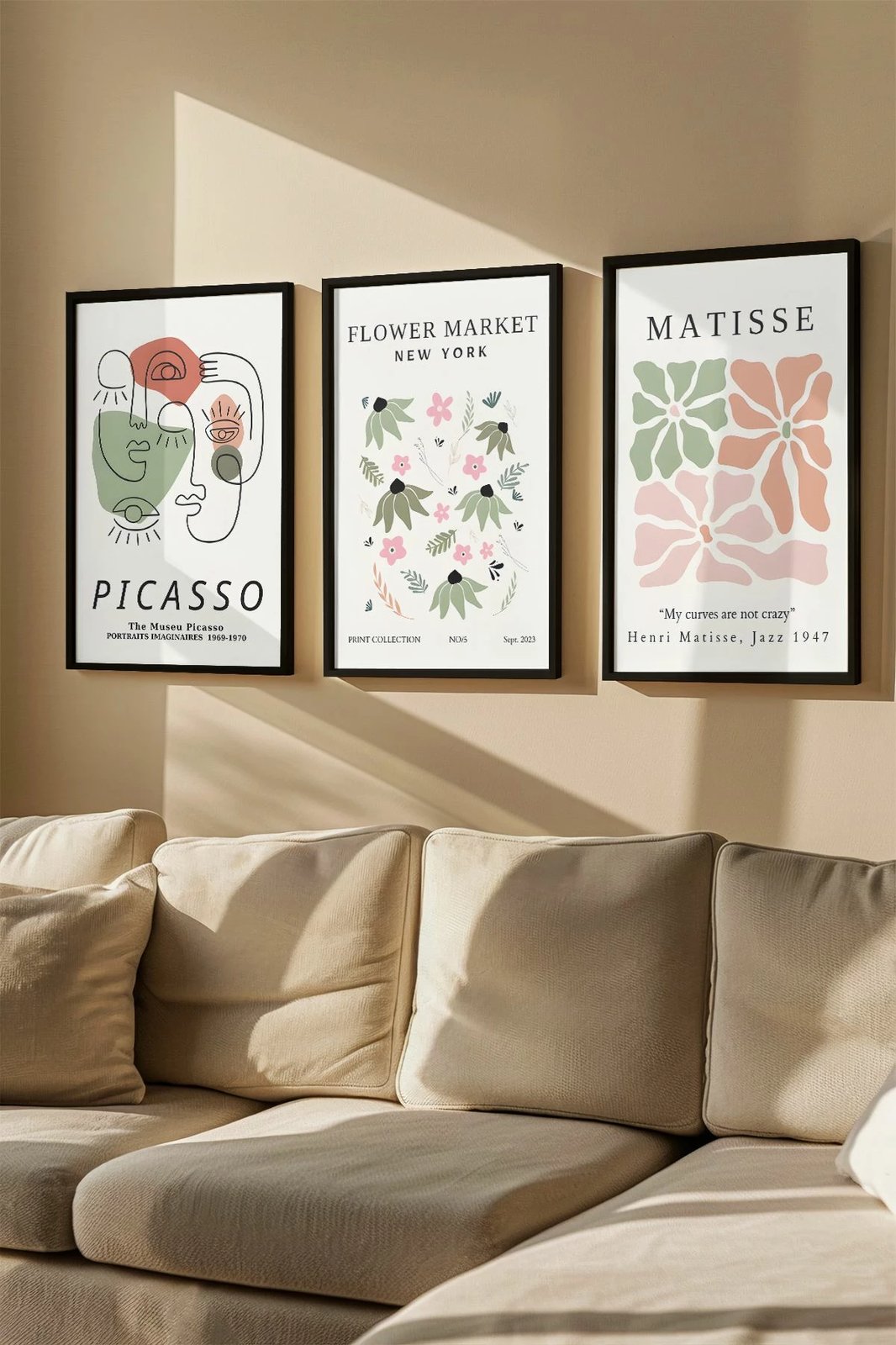 Pikturë dekorative me kornizë (3 copë), Wallity, Artvmodel3-Sıyah