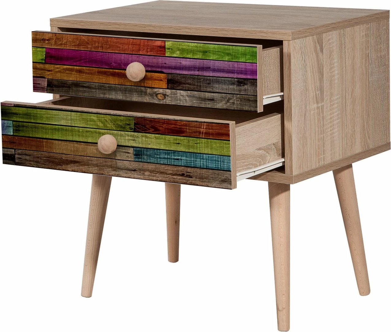 Komodinë natës Hanah Home, dy sirtarë, 726, ngjyrë lisi Sonoma