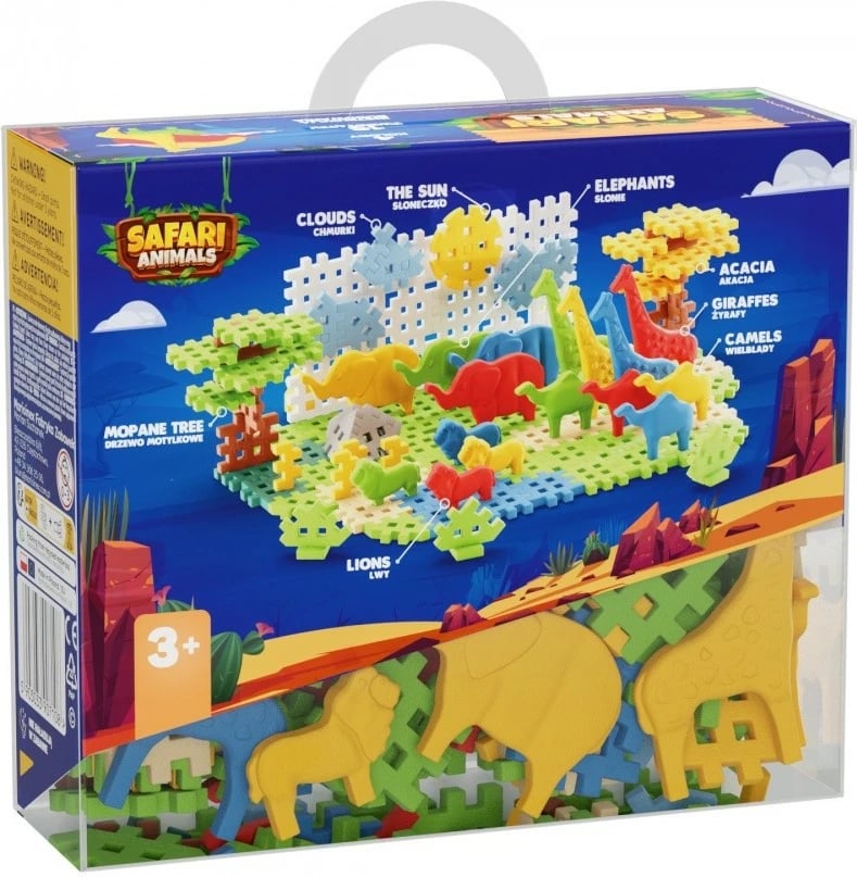 Set lodrash ndërtimi Marioinex Mini Waffle Safari Animals, 100 pjesë