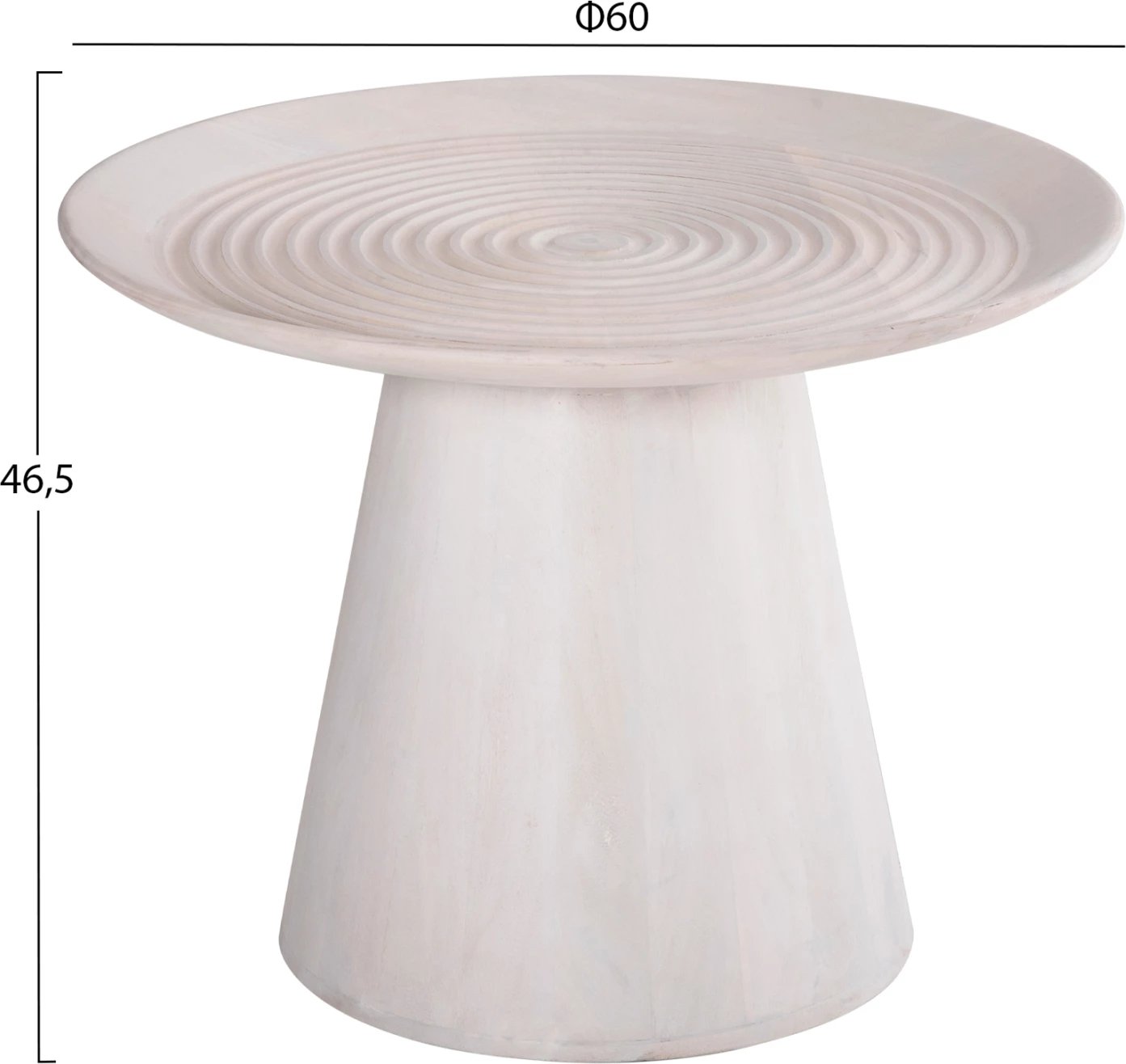 Tavolinë anësore e rrumbullakët ROSS FH9708 dru mango i fortë, ngjyrë e bardhë, Φ45x48H cm