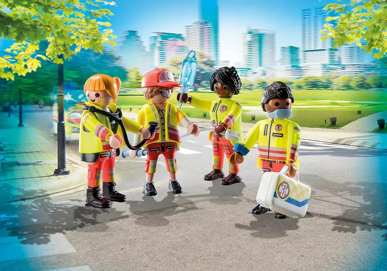 Set figurina Playmobil City Life Rescue Team 71244, 25 pjesë