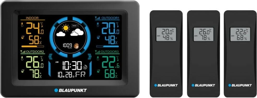 Stacion moti Blaupunkt WS40BK me 3 sensorë pa tela, Ekran me ngjyra, Zi
