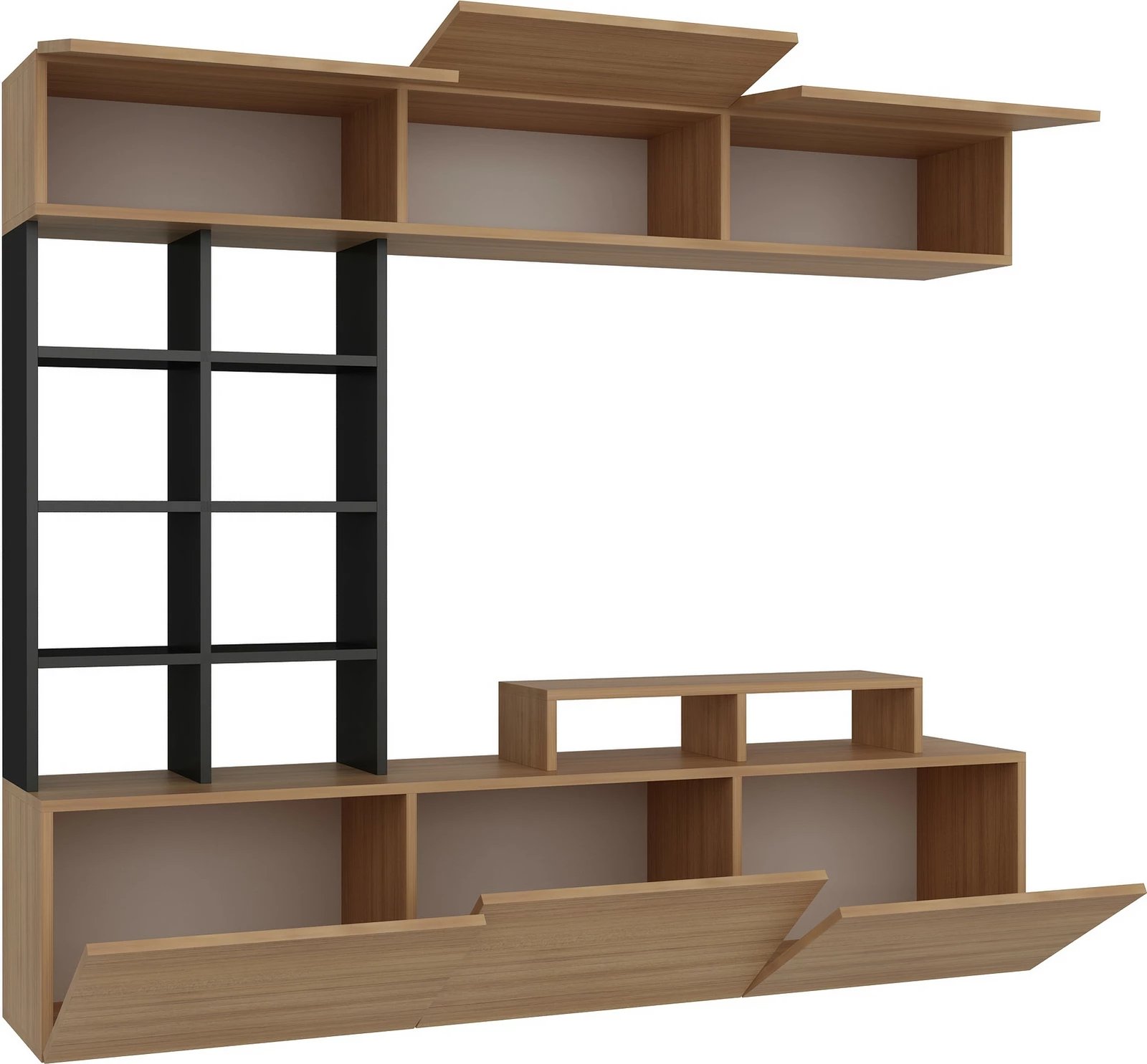 Komodë TV Hanah Home, Sasa, ngjyrë teak dhe e zezë