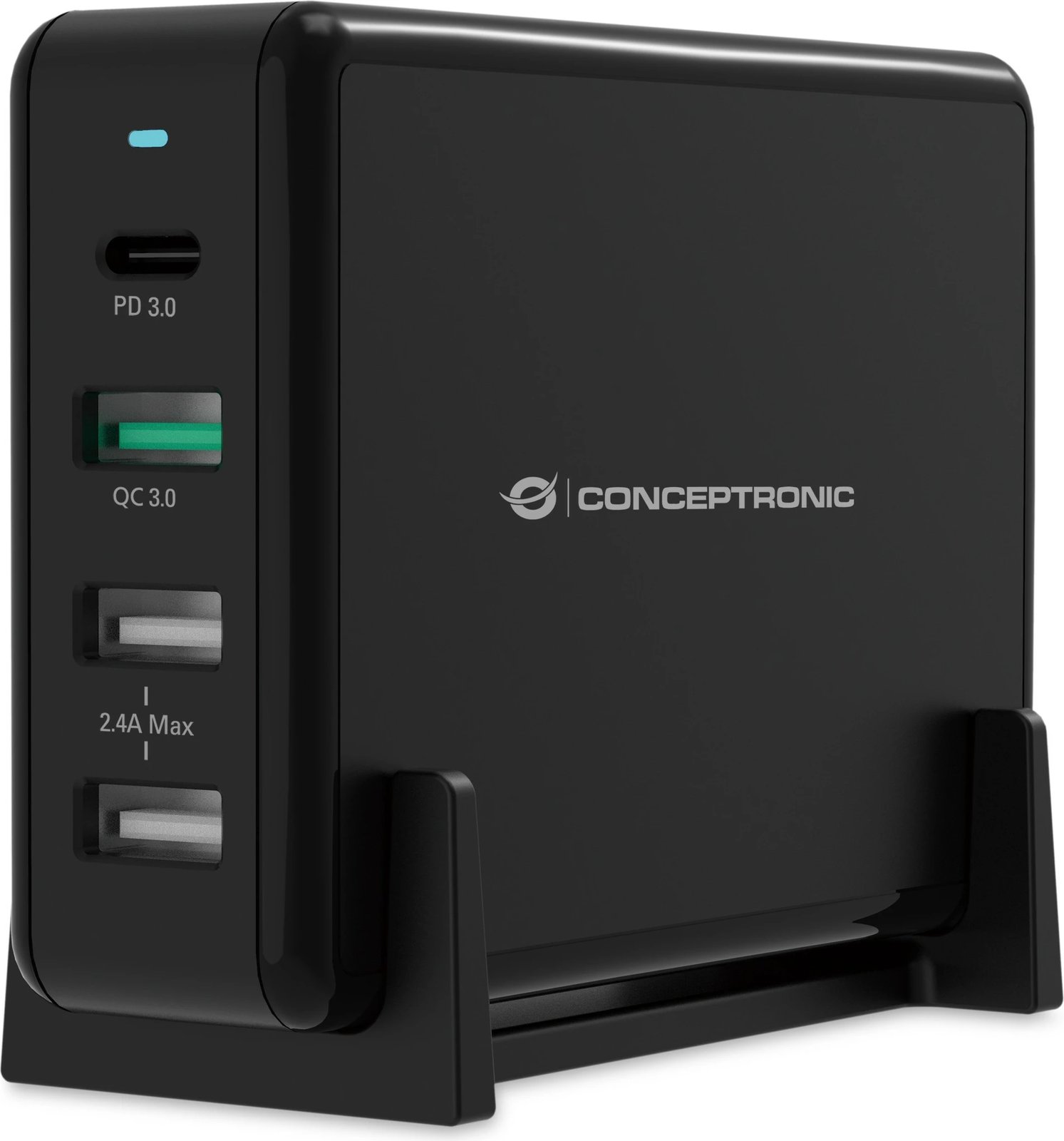 Karikues tavoline Conceptronic 4 porta, 65W, 3x USB-A, 1x USB-C, i zi