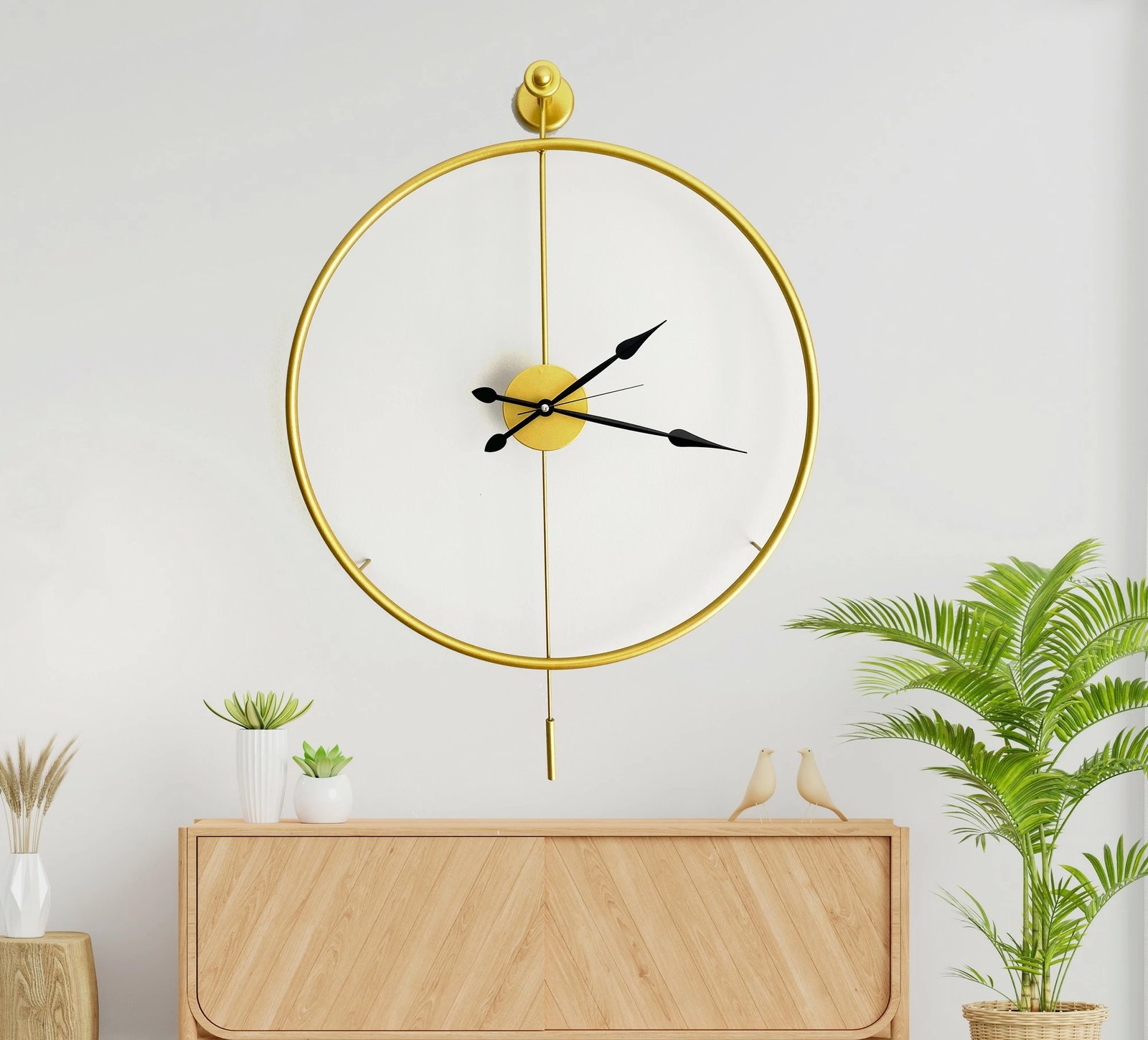 Orë muri dekorative prej metali, Wallity, Mclock-00101, ngjyrë ari