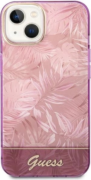 Mbështjellës Guess Jungle Collection për iPhone 14 Plus 6.7", rozë, hardcase