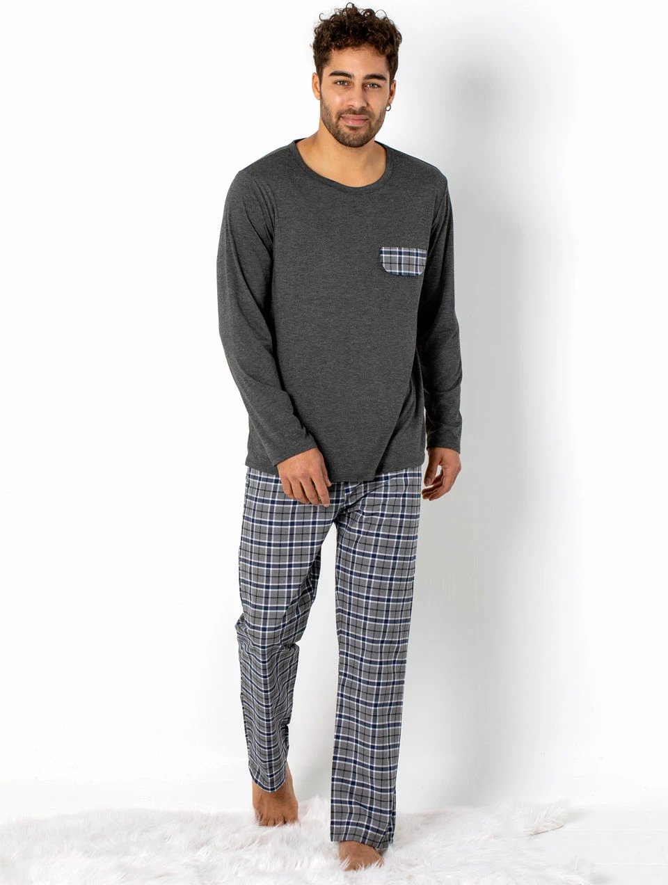 Set pizhamash për burra Jumeon, 002-000305, ngjyrë antracit