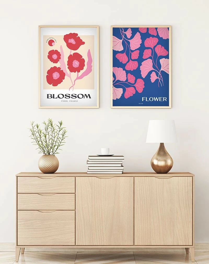 Piktura dekorative me kornizë MDF (2 copë), Wallity, Huhu164, 70x50cm