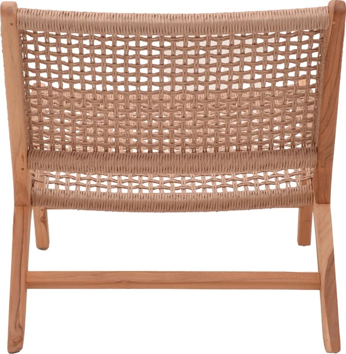 Karrige Beatrice, skelet druri teak dhe litar sintetik, ngjyrë natyrale, 65x78x68cm